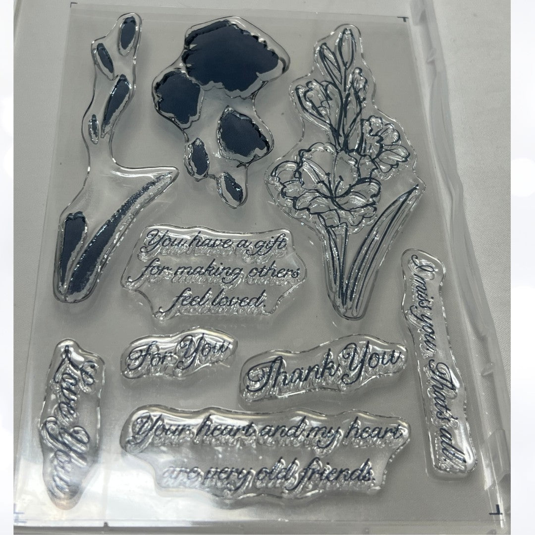 Stampin Up GIFT OF LOVE Hollyhocks Flowers Rubber Stamps