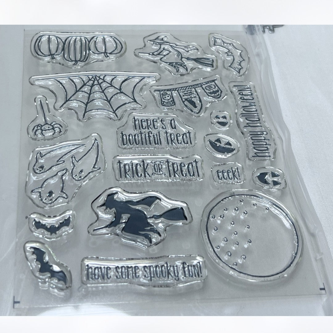 Stampin Up SPOOKY FUN Halloween Scene Edgelits Rubber Stamps Dies