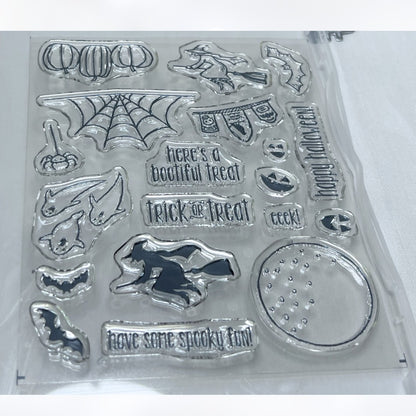 Stampin Up SPOOKY FUN Halloween Scene Edgelits Rubber Stamps Dies