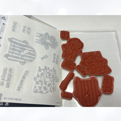Stampin Up SIT STAY RELAX Chairs Cats Dogs Rubber Stamps