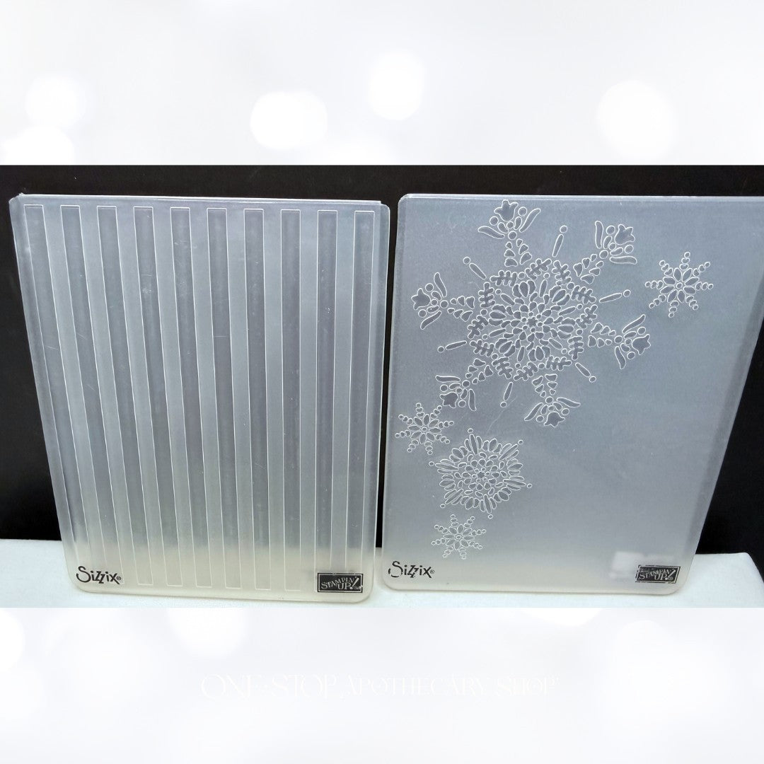 Stampin Up Snowflakes Stripes Texture Embossing Folders Lot of 4