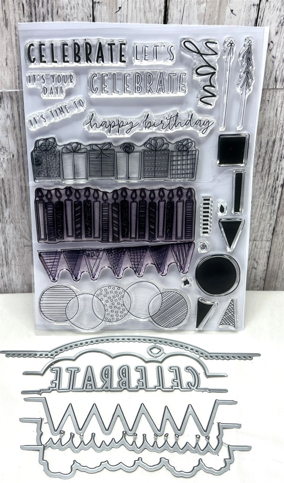 Concord & 9th BIRTHDAY STACKS Candles Party Gifts 6x8 Rubber Stamps Dies