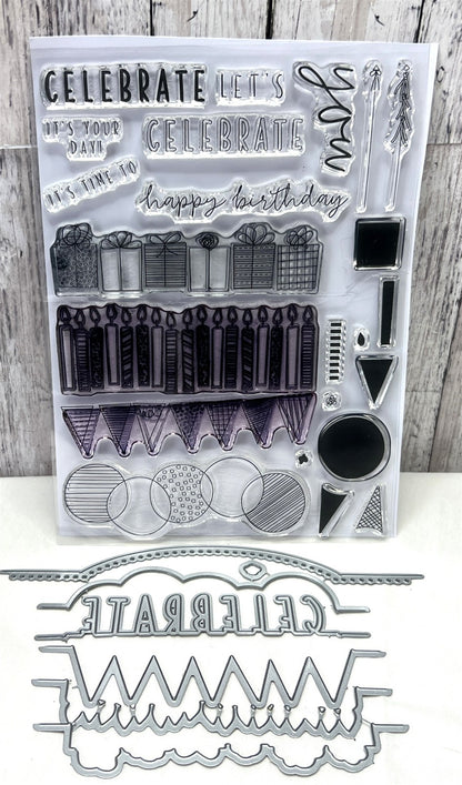Concord & 9th BIRTHDAY STACKS Candles Party Gifts 6x8 Rubber Stamps Dies