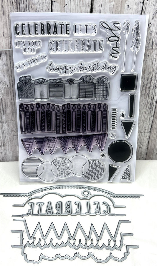 Concord & 9th BIRTHDAY STACKS Candles Party Gifts 6x8 Rubber Stamps Dies
