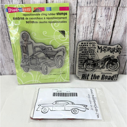 Stampendous MOTORCYCLE Vintage Car Fathers Day Rubber Stamps