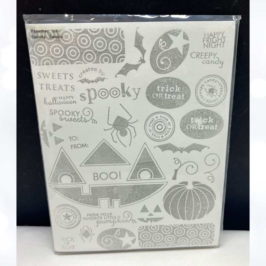 Papertrey Ink SPOOKY SWEETS Jack O Lantern Halloween Pumpkin Rubber Stamps