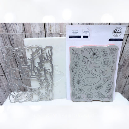 Pinkfresh Studio MAJESTIC SWAN Rubber Stamps Dies Stencils Kit