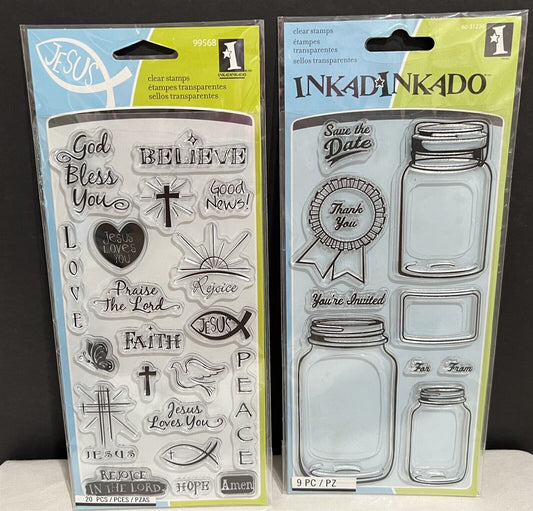 Inkadinkado MASON JARS Good News Religious Bible Journaling Rubber Stamps Lot