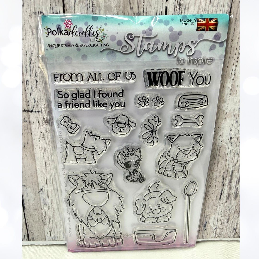 Polkadoodles WOOF YOU Puppy Dog Rubber Stamps