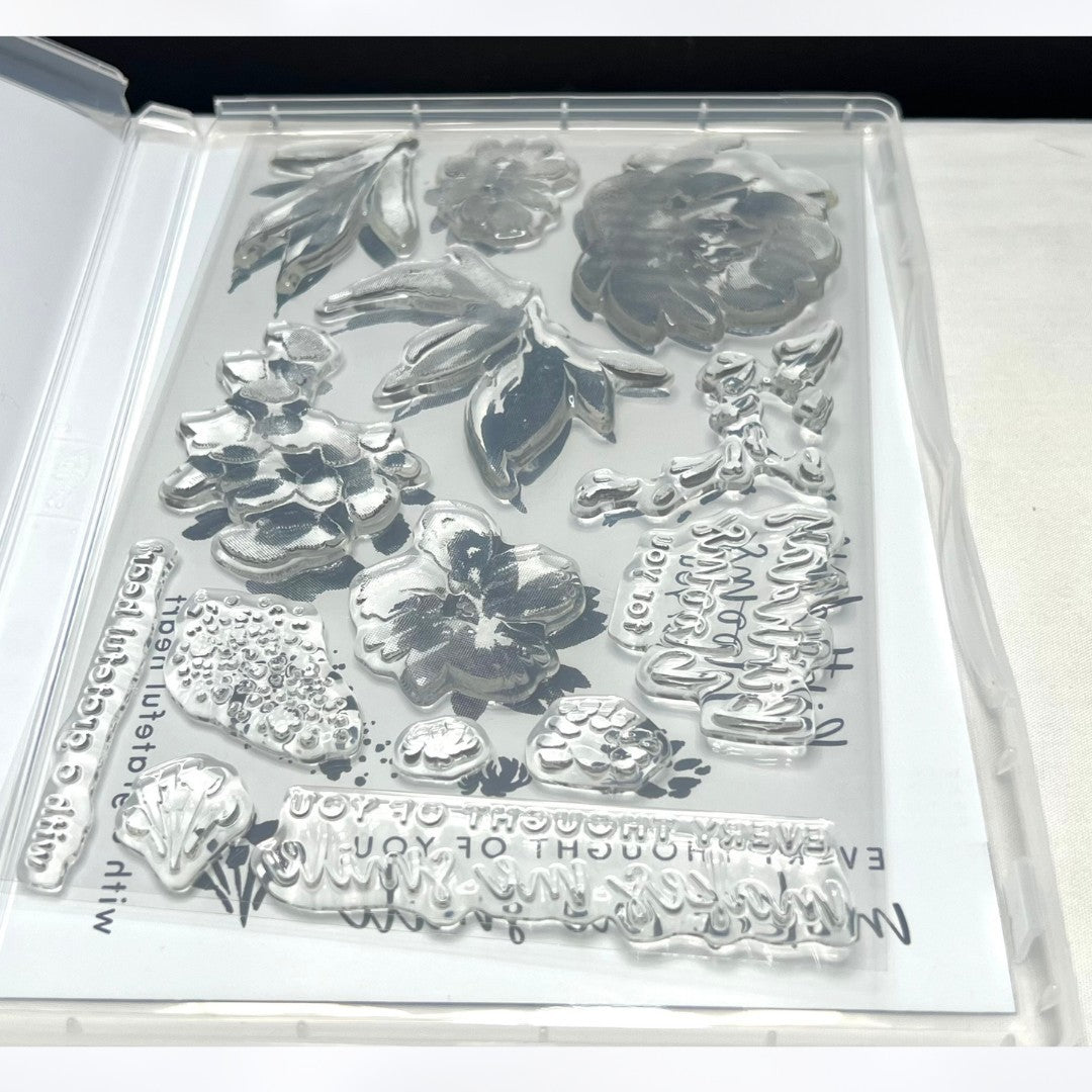 Stampin Up TEXTURED FLORAL Flowers Rubber Stamps Dies