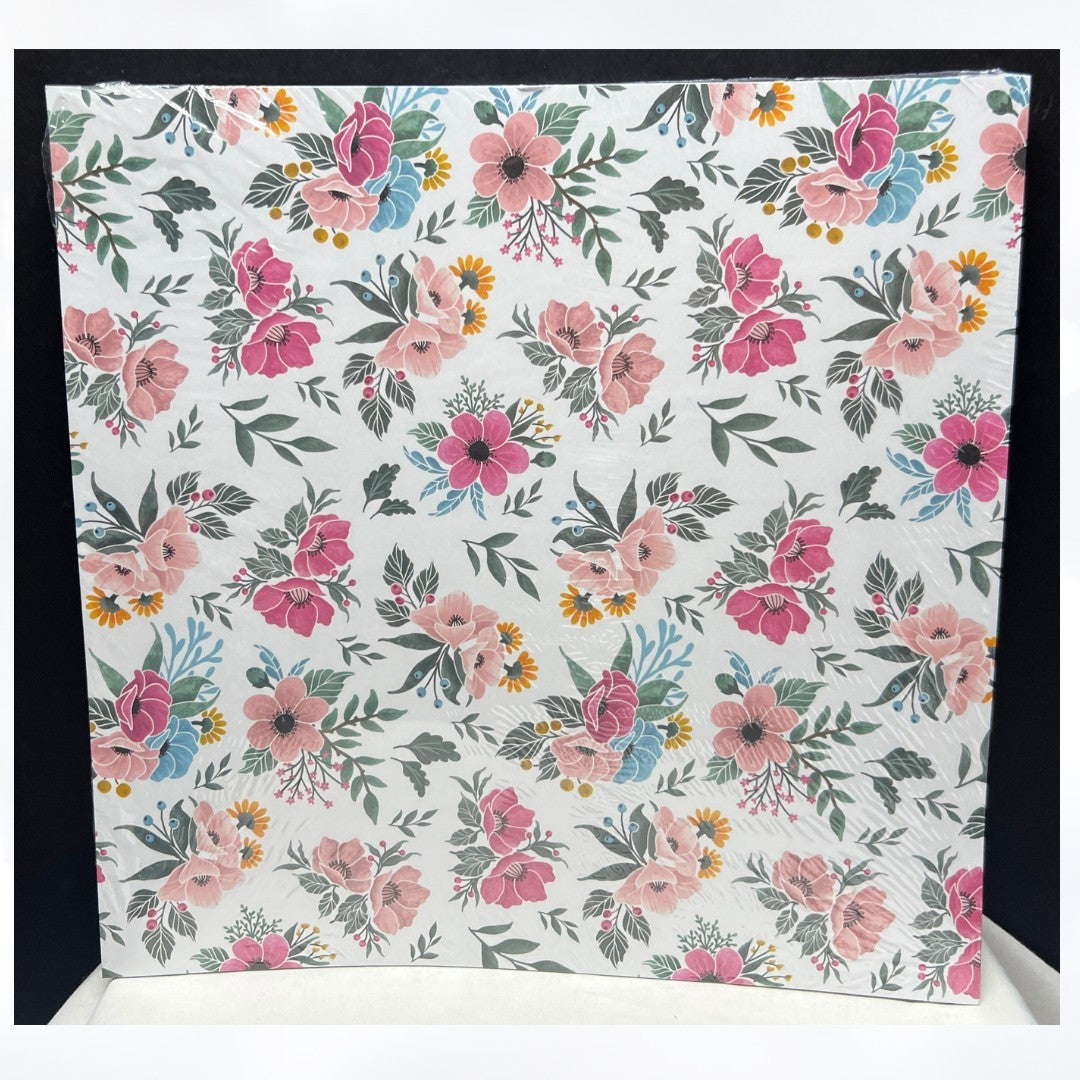 Stampin Up FITTING FLORETS Floral Flowers 12x12 DSP Paper Cardstock 12 Sheets