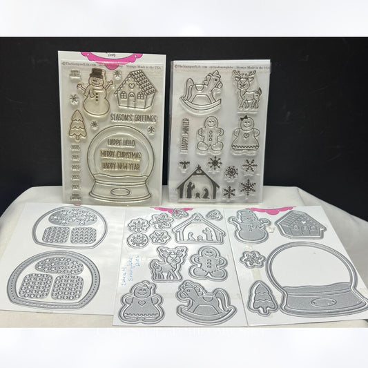 The Stamps Of Life SNOWGLOBE Christmas Extras Shaker Rubber Stamps Dies