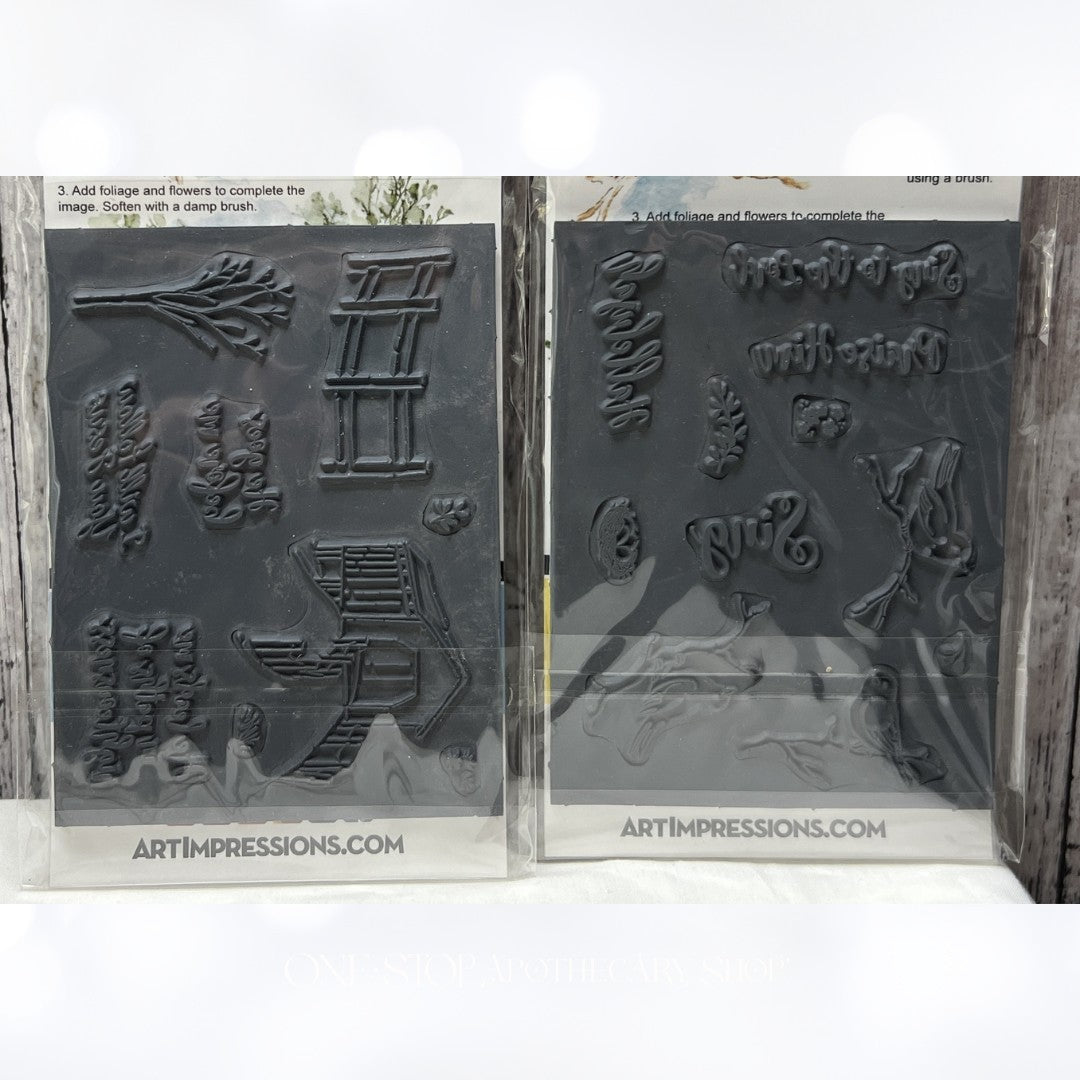 Art Impressions BIBLE JOURNALING He Leads Me Sparrow Religious Rubber Stamps