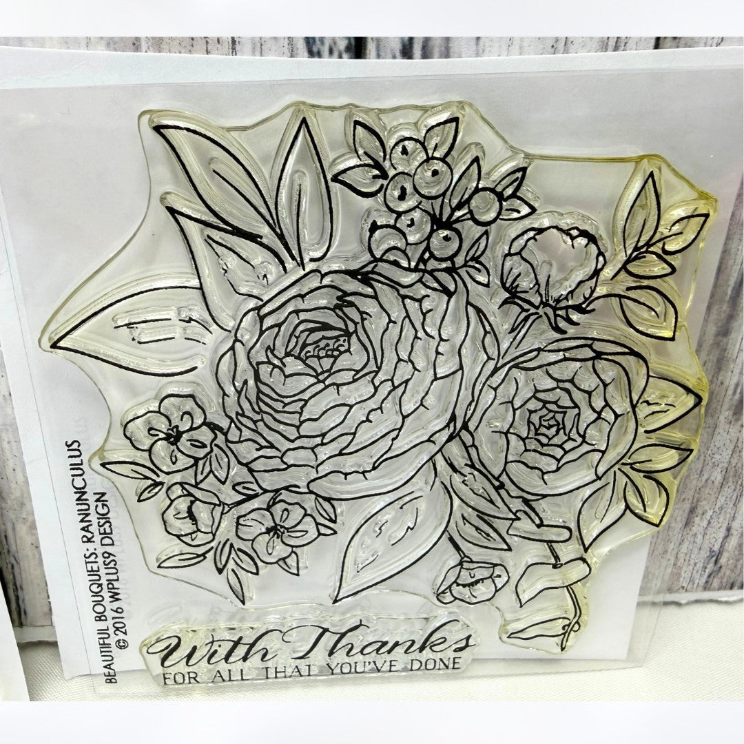 Wplus9 RANUNCULUS Dahlias Floral Flowers Rubber Stamps 