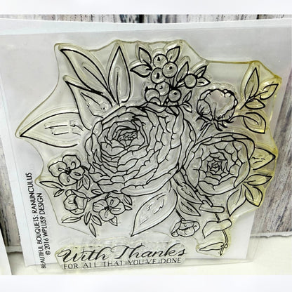 Wplus9 RANUNCULUS Dahlias Floral Flowers Rubber Stamps 