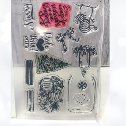 Stampin Up JAR OF CHEER Christmas Snowglobe Holiday Rubber Stamps