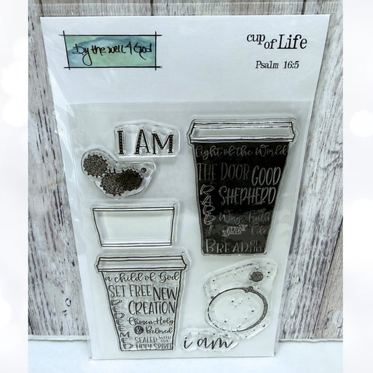 By the Well 4 CUP OF LIFE Coffee Relgious Bible Journaling Rubber Stamps