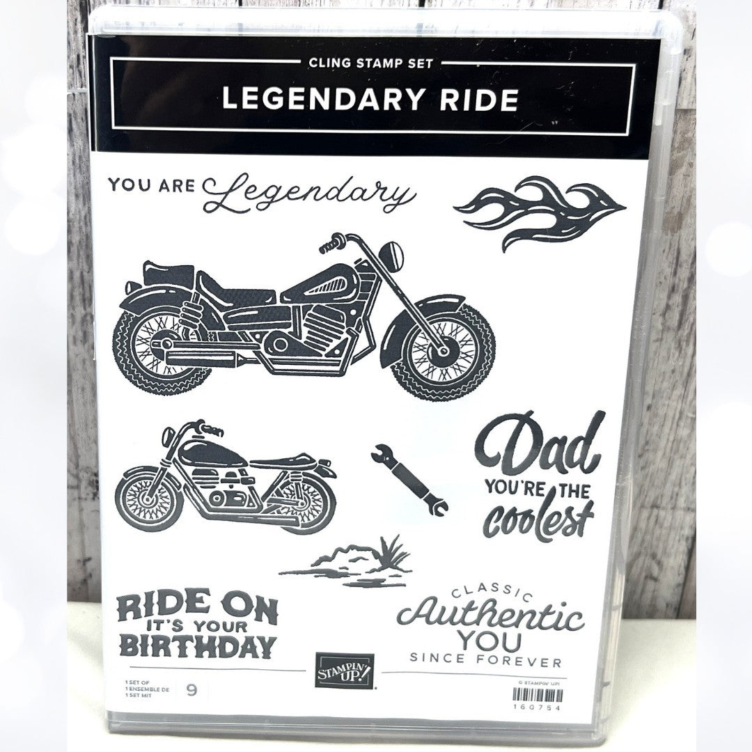 Stampin Up LEGENDARY RIDE Motorcycle Biker Fathers Day Rubber Stamps