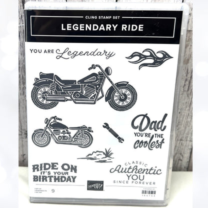 Stampin Up LEGENDARY RIDE Motorcycle Biker Fathers Day Rubber Stamps