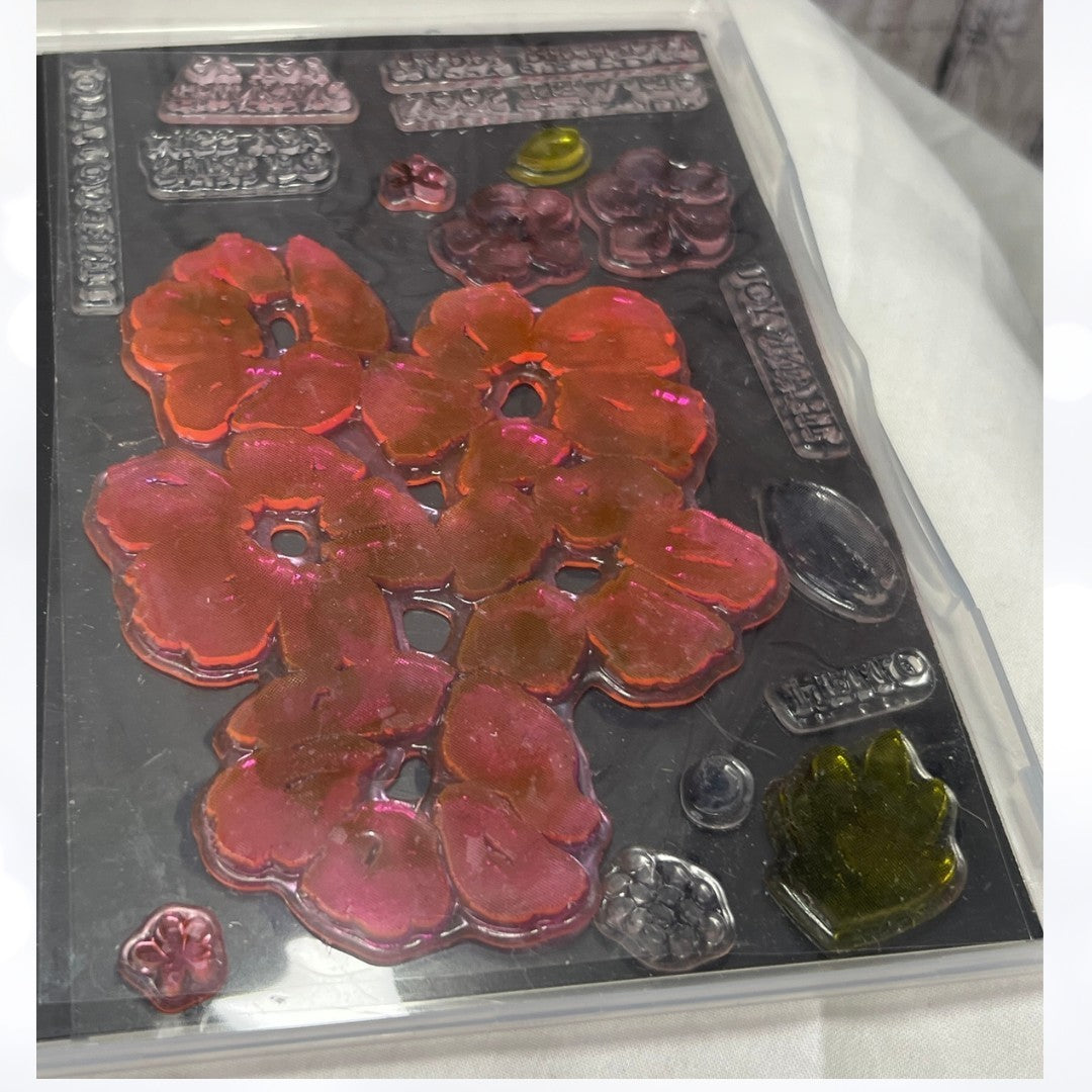 Stampin Up BLOSSOMS IN BLOOM Flowers Floral Rubber Stamps Dies