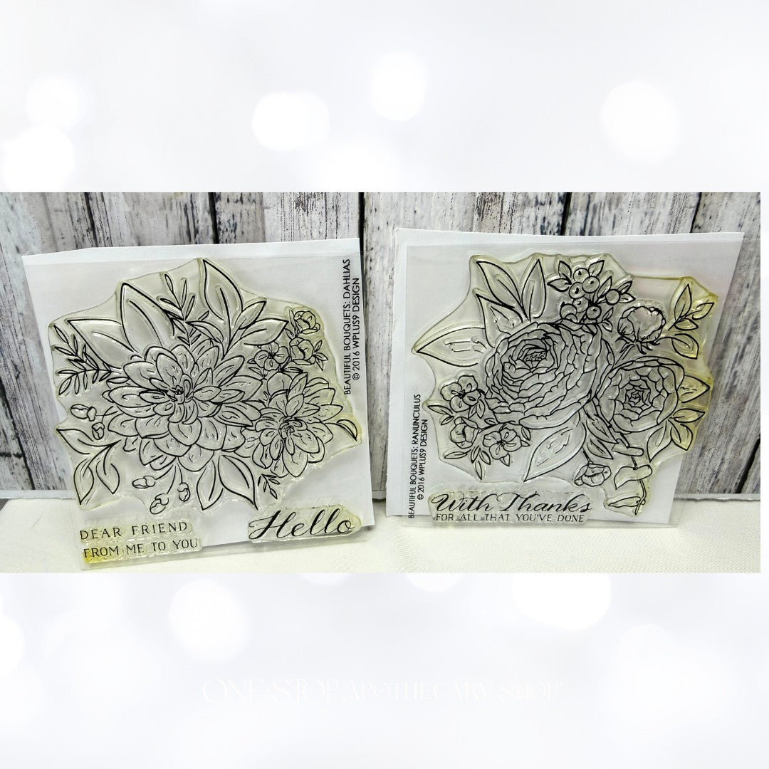 Wplus9 RANUNCULUS Dahlias Floral Flowers Rubber Stamps 