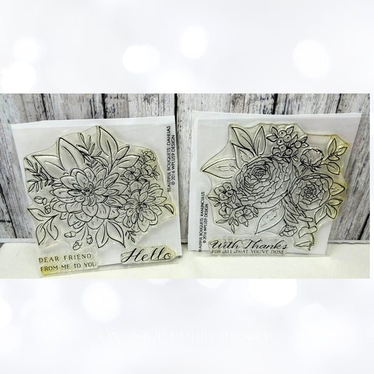 Wplus9 RANUNCULUS Dahlias Floral Flowers Rubber Stamps 