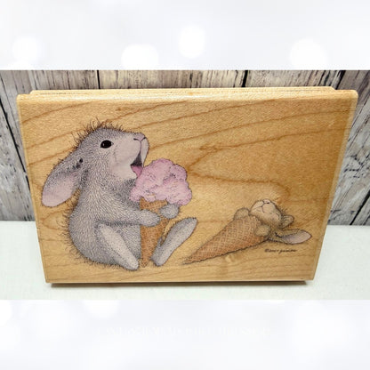 House Mouse YOU SNOOZE YOU LOSE Hoppers Ice Cream Bunny Rabbit Rubber Stamp