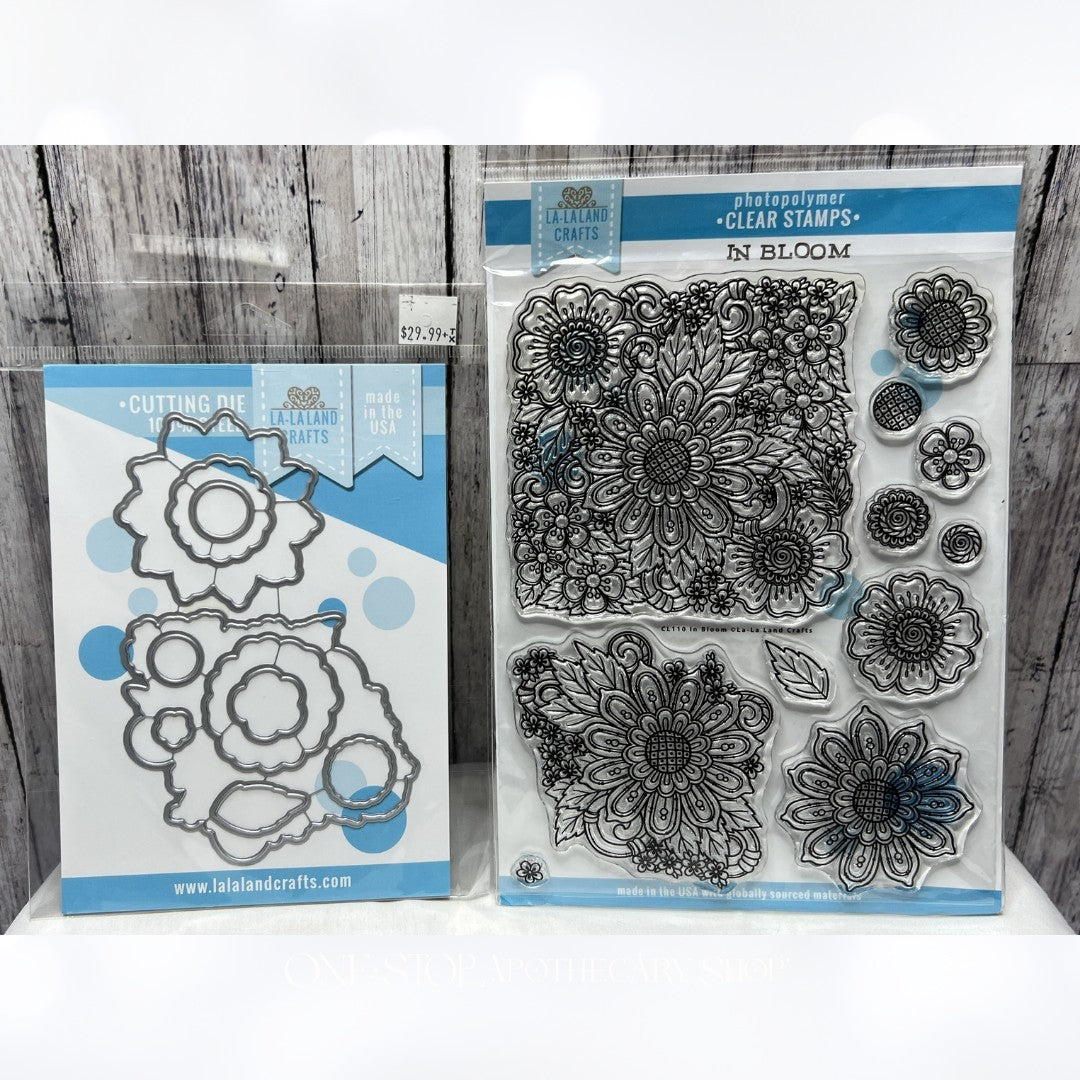 La-La Land Crafts IN BLOOM Flowers Floral 6x8 Rubber Stamps Dies