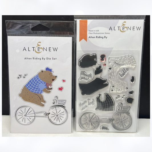 Altenew ALTEN RIDING BY Bear Bicycle Rubber Stamps Dies