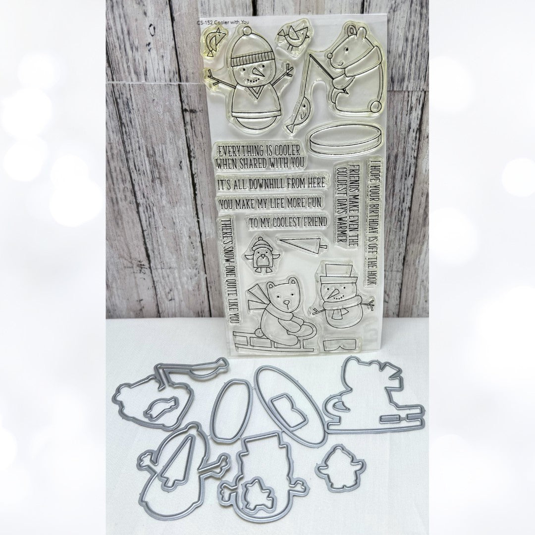My Favorite Things COOLER WITH YOU Bears Snowman Christmas Rubber Stamps Dies