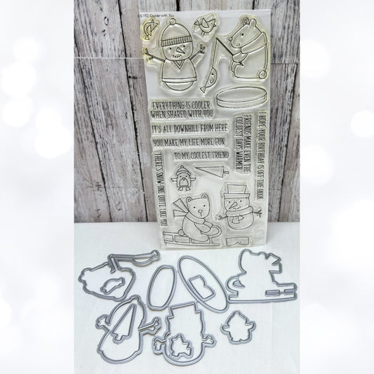 My Favorite Things COOLER WITH YOU Bears Snowman Christmas Rubber Stamps Dies