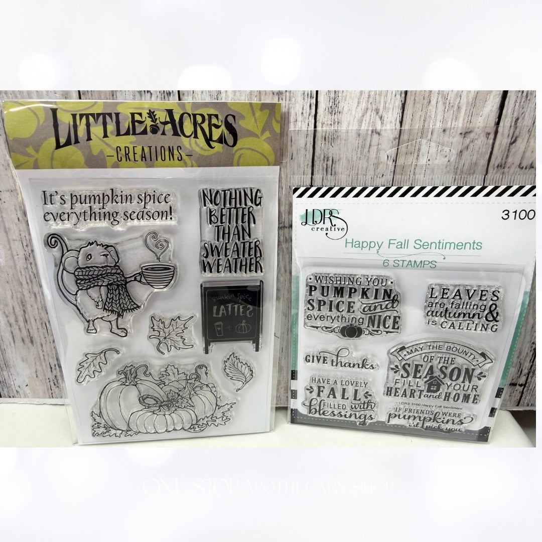 LDRS Little Acres COFFEE HOUSE MOUSE Happy Fall Sentiments Rubber Stamps