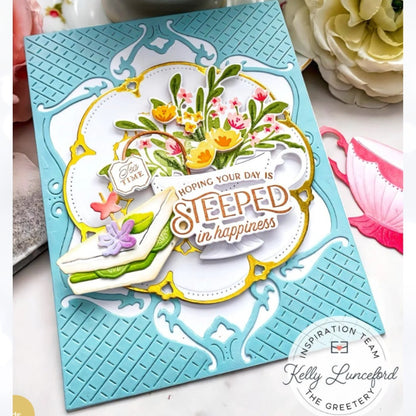 The Greetery SIPS TEA Fancy Finger Foods Party Cups Rubber Stamps Dies Stencil