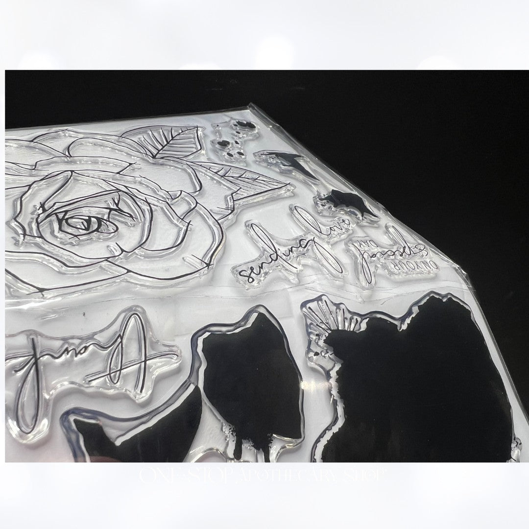 Concord & 9th PAINTED ROSE Flowers 6x8 Rubber Stamps