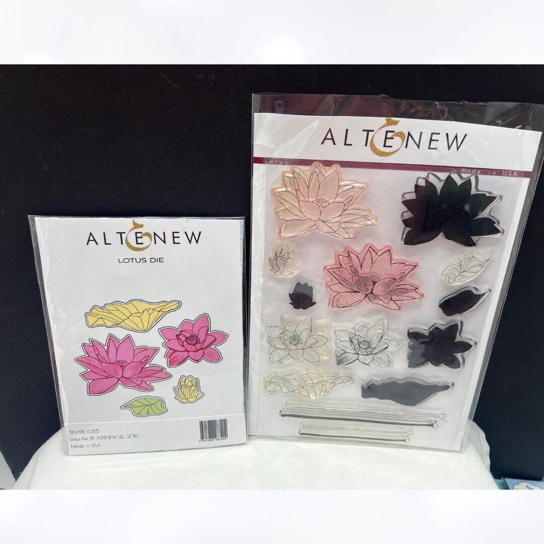 Altenew LOTUS Flowers Floral 6x8 Rubber Stamps Dies