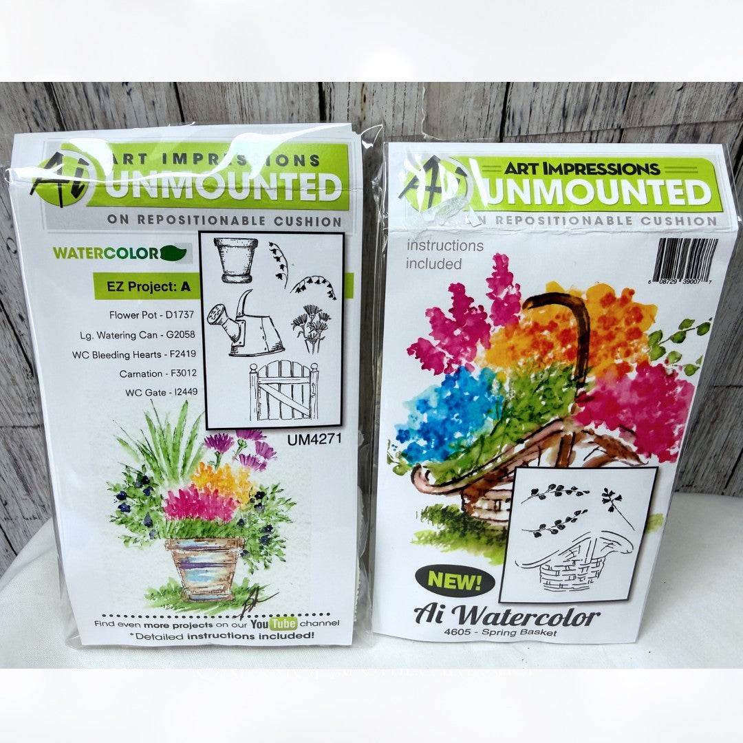 Art Impressions SPRING BASKET EZ Project A Watercolor Rubber Stamps AS IS**