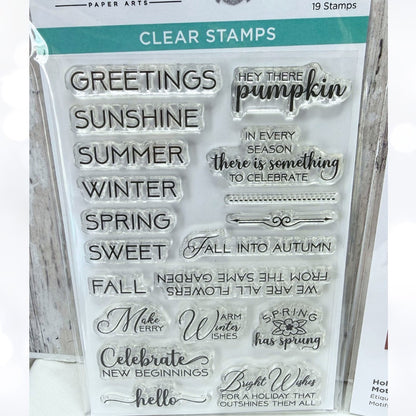 Spellbinders HOLIDAY LABEL MOTIFS Christmas Sentiments Rubber Stamps Dies