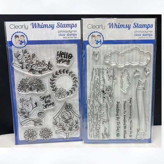 Whimsy Stamps SPRING BIRDS Just Keep Swimming Dogs Rubber Stamps