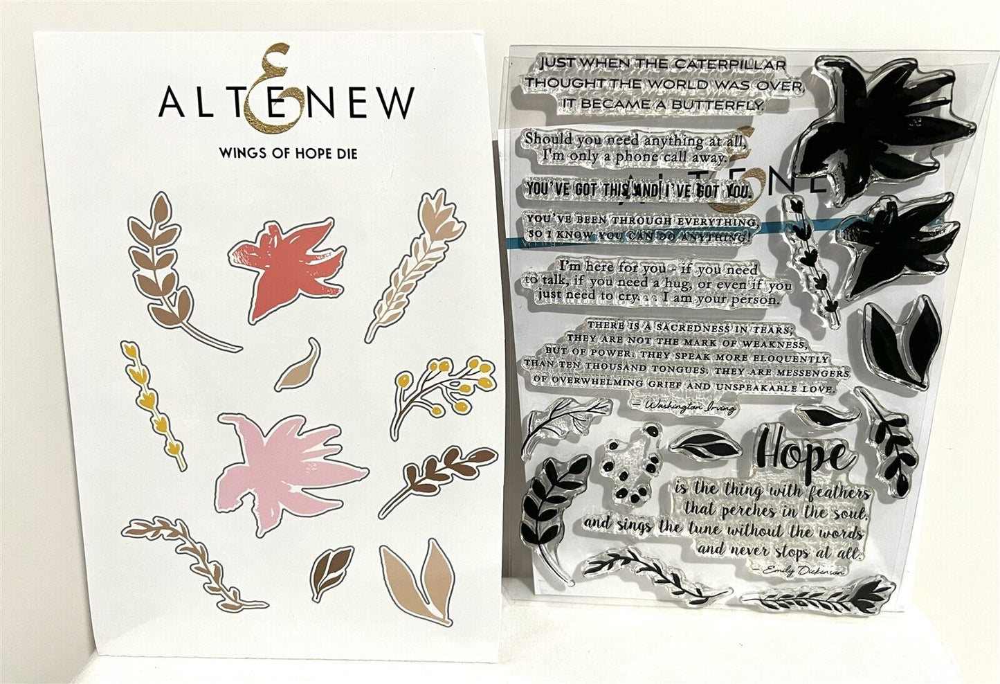 Altenew WINGS OF HOPE Encouragement Clear Rubber Stamps Dies Set