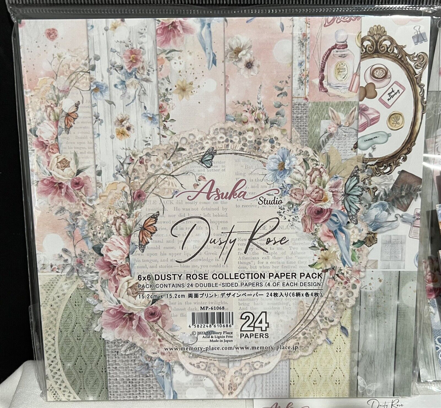 Asuka Studio DUSTY ROSE Planner Journal Cards Floral 6x6 Paper Ephemera Kit