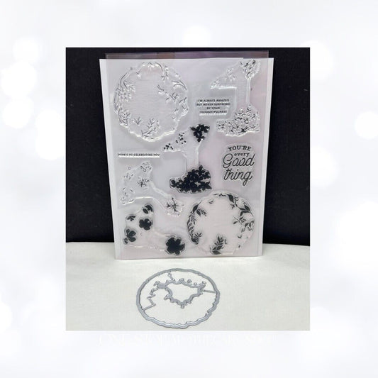 Pinkfresh Studio EVERY GOOD THING Layering Wreath Floral Flowers Rubber Stamps