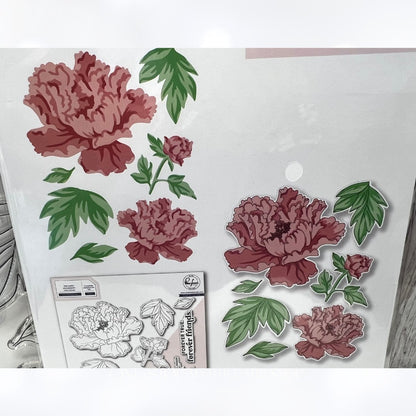 PInkfresh Studio FRIENDSHIP BLOOMS Flowers 6x8 Rubber Stamps Dies Stencils