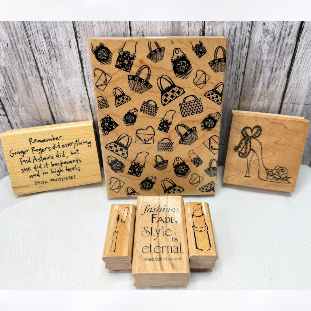 FASHION MakeUp Purses Shoes Heels Rubber Stamps Lot of 6