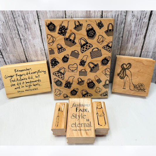 FASHION MakeUp Purses Shoes Heels Rubber Stamps Lot of 6