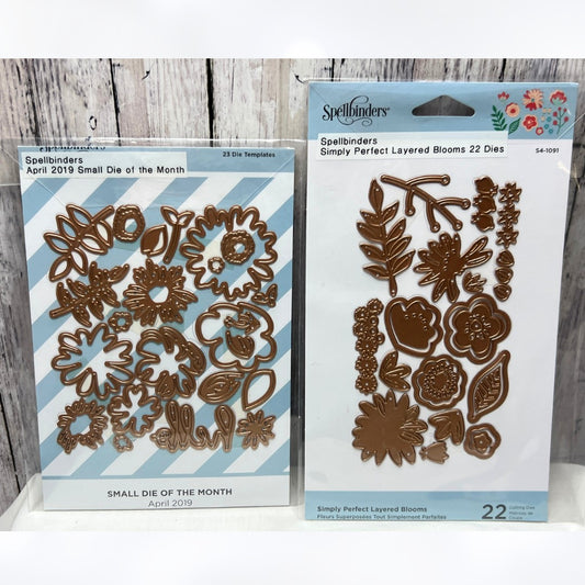 Spellbinders LAYERED BLOOMS Colorful Flowers Small Dies of the Month Set of 2