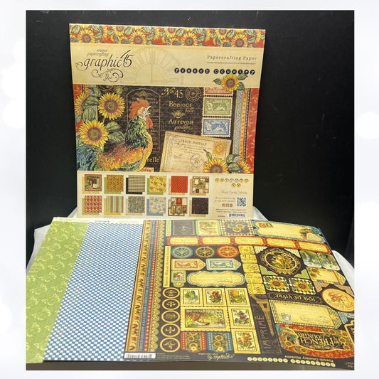 Graphic 45 FRENCH COUNTRY Farmhouse Kit 12x12 Cardstock Paper Stickers