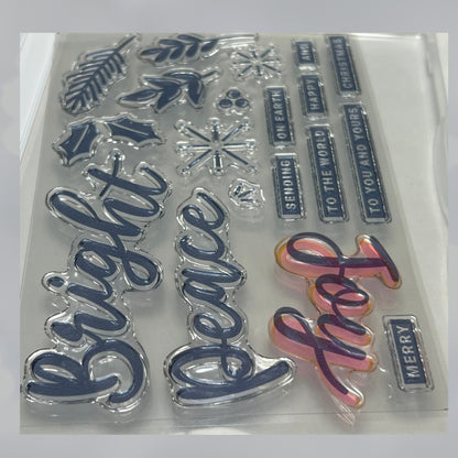 Stampin Up PEACE & JOY Christmas Greetings Holiday Sentiments Rubber Stamps Dies