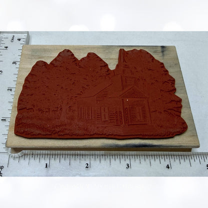 Stampscapes COUNTRY CHAPEL Lakeside Cove Tall Peak Landscape Rubber Stamps