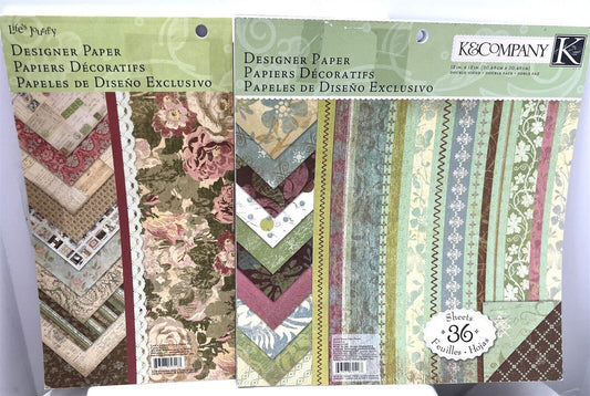 K & Company LIFE'S JOURNEY Roam 12x12 Scrapbook Paper Cardstock Packs Lot of 2