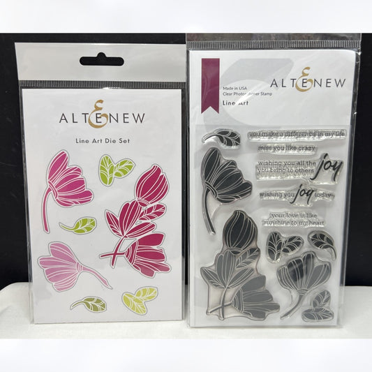 Altenew LINE ART Floral Flowers Rubber Stamps Dies